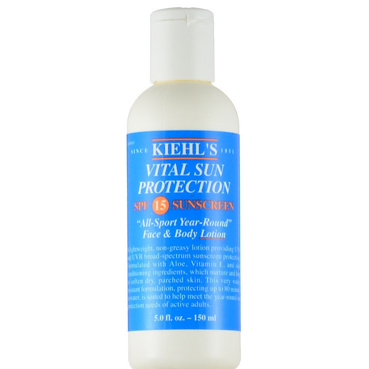 Kiehl's Vital Sun Protection SPF 15 Sunscreen All-Sport Year-Round Face and Body Lotion 5 oz